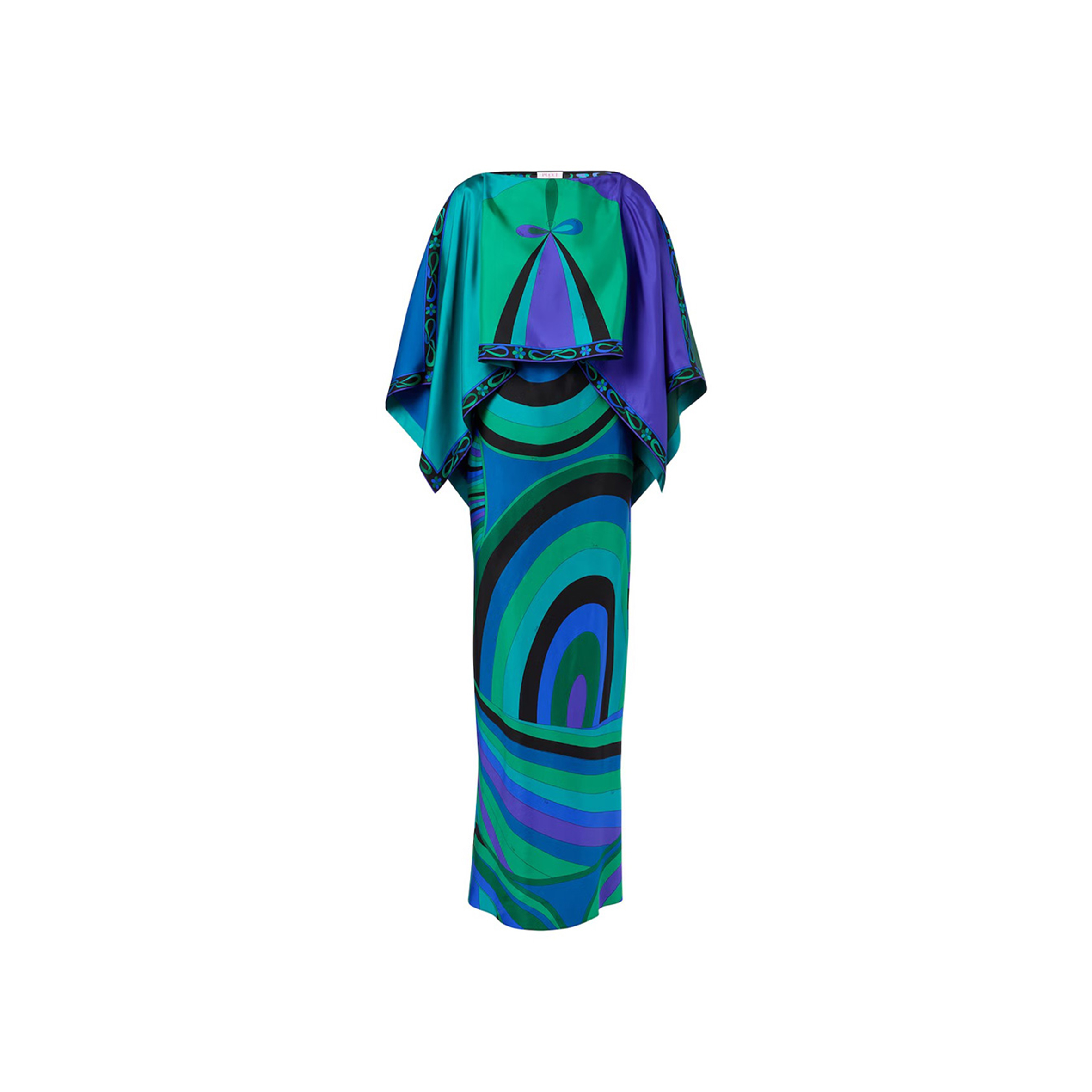 PUCCI IRIDE SILK TWILL MAXI DRESS AND CAPE SET